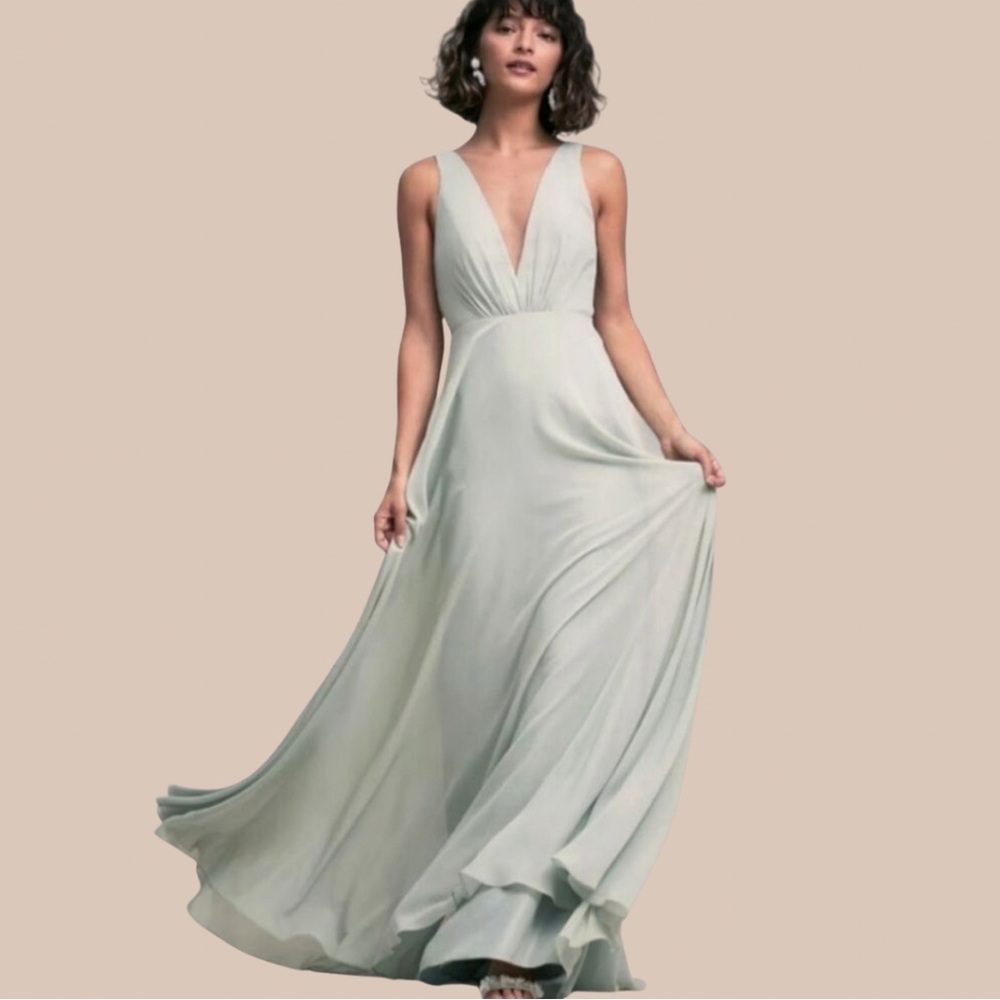 Anthropologie Jenny You Collection Ryan Dress Flowy Chiffon Gown in Morning